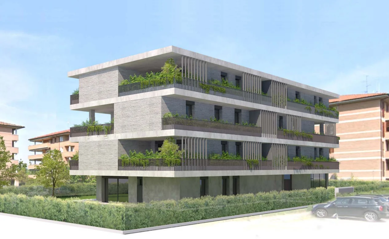Rendering del complesso residenziale in via Giuseppe Fregni a Modena