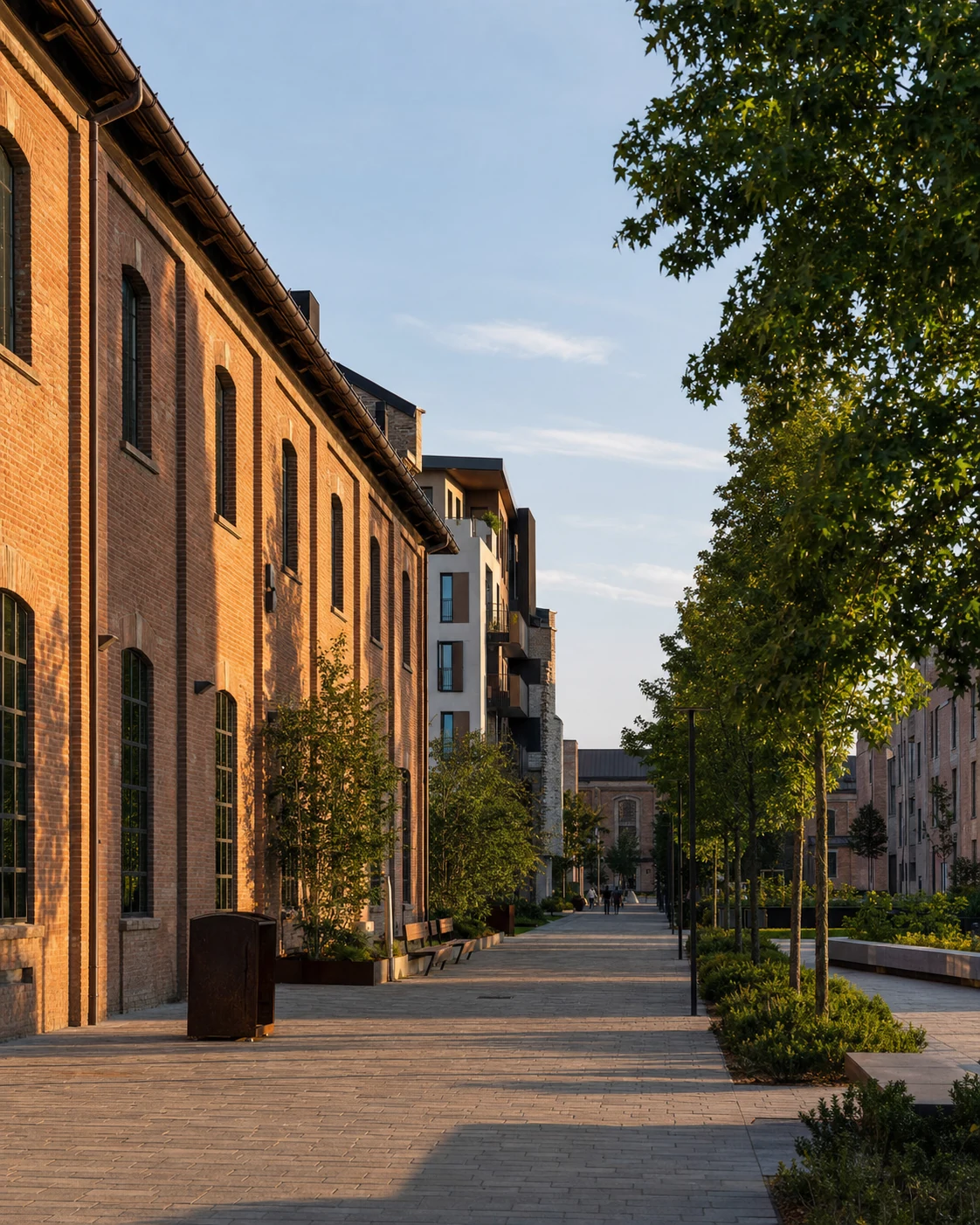 Area industriale storica trasformata in spazio urbano verde