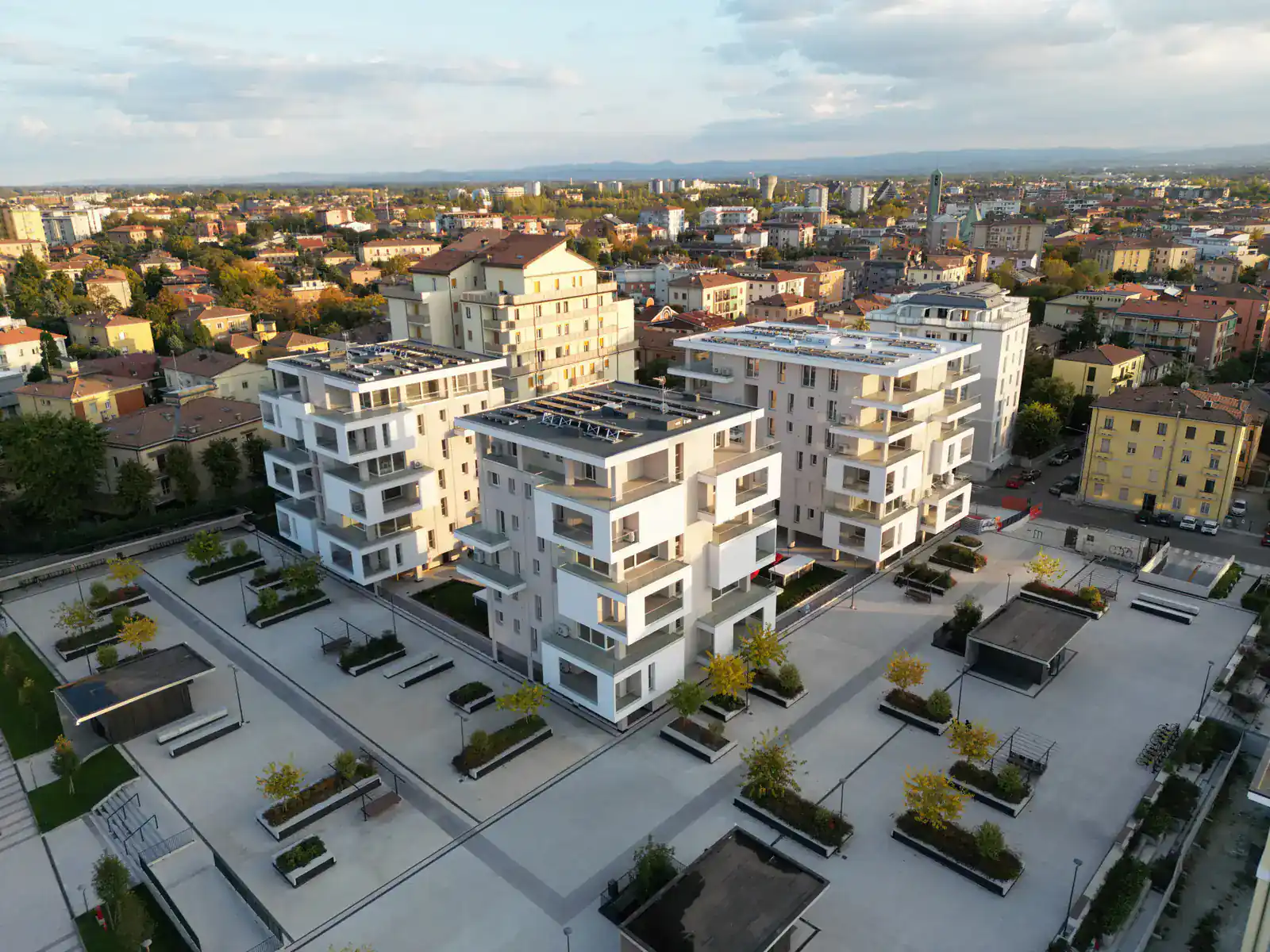 Complesso residenziale di via Peretti a Modena visto dall'alto